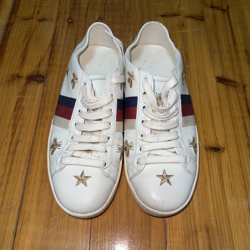 Gucci Gucci Ace Bee Star White Fashion Sneakers 0079 Size US 6.5 / IT 36.5 - 2 Thumbnail