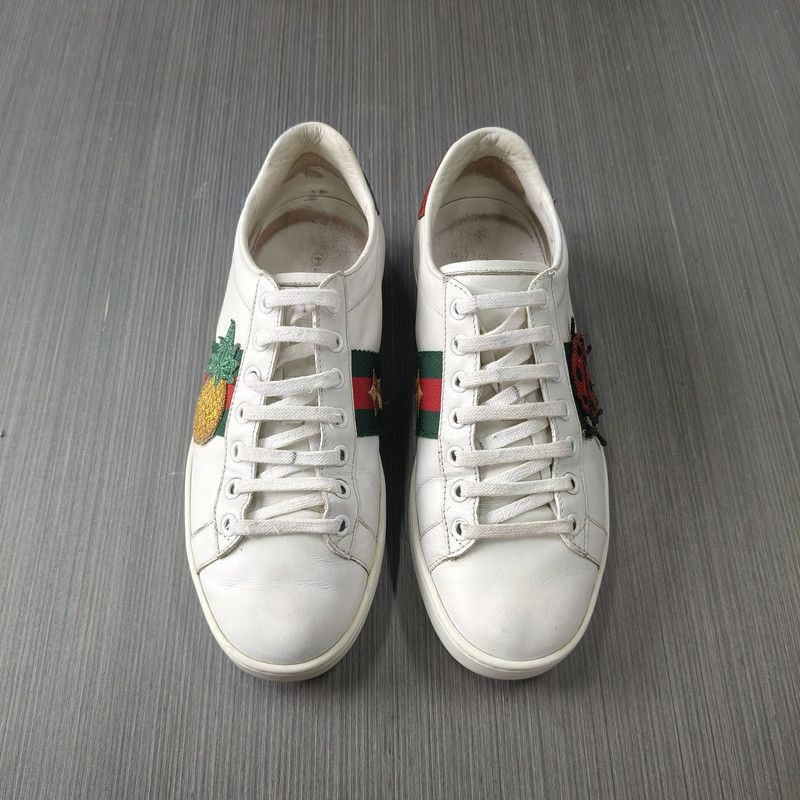 Gucci Gucci ACE Leather Sneakers with Pineapple Embroidery 0079 Size US 6 / IT 36 - 2 Thumbnail