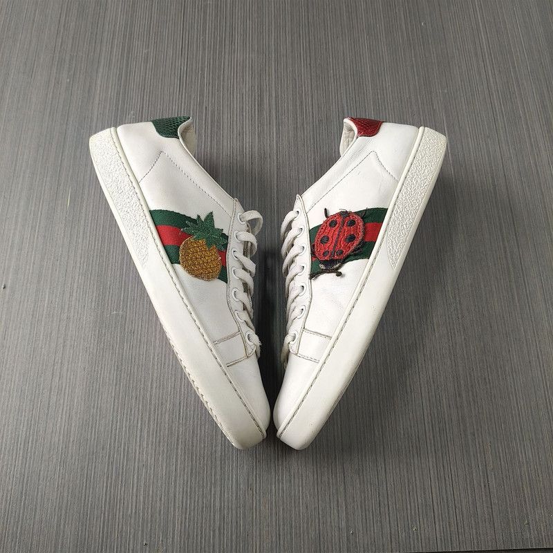 Gucci Gucci ACE Leather Sneakers with Pineapple Embroidery 0079 Size US 6 / IT 36 - 9 Thumbnail