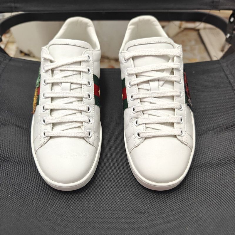 Gucci Gucci Ace Leather Sneakers with Pineapple Embroidery 0079 Size US 6 / IT 36 - 2 Thumbnail