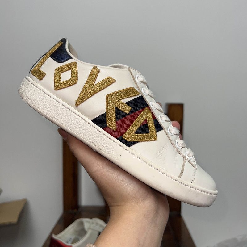 Gucci Gucci Loved Embroidery White Low-Top Sneakers 0079 Size US 4.5 / IT 34.5 - 10 Thumbnail