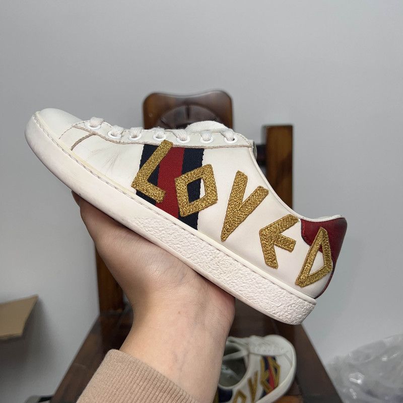 Gucci Gucci Loved Embroidery White Low-Top Sneakers 0079 Size US 4.5 / IT 34.5 - 12 Thumbnail
