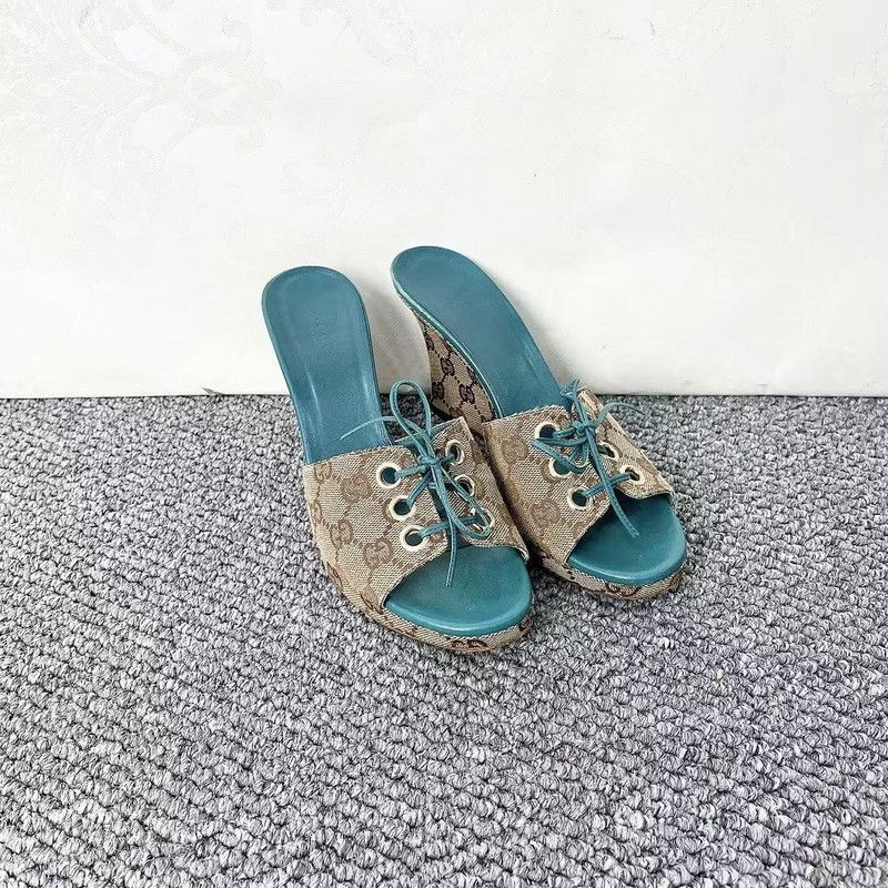 Gucci Gucci Colorful Peep-Toe Wedge Heels for Women 0079 Size US 5 / IT 35 - 5 Thumbnail