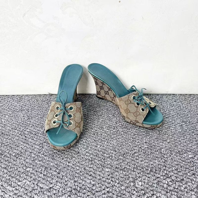 Gucci Gucci Colorful Peep-Toe Wedge Heels for Women 0079 Size US 5 / IT 35 - 4 Thumbnail