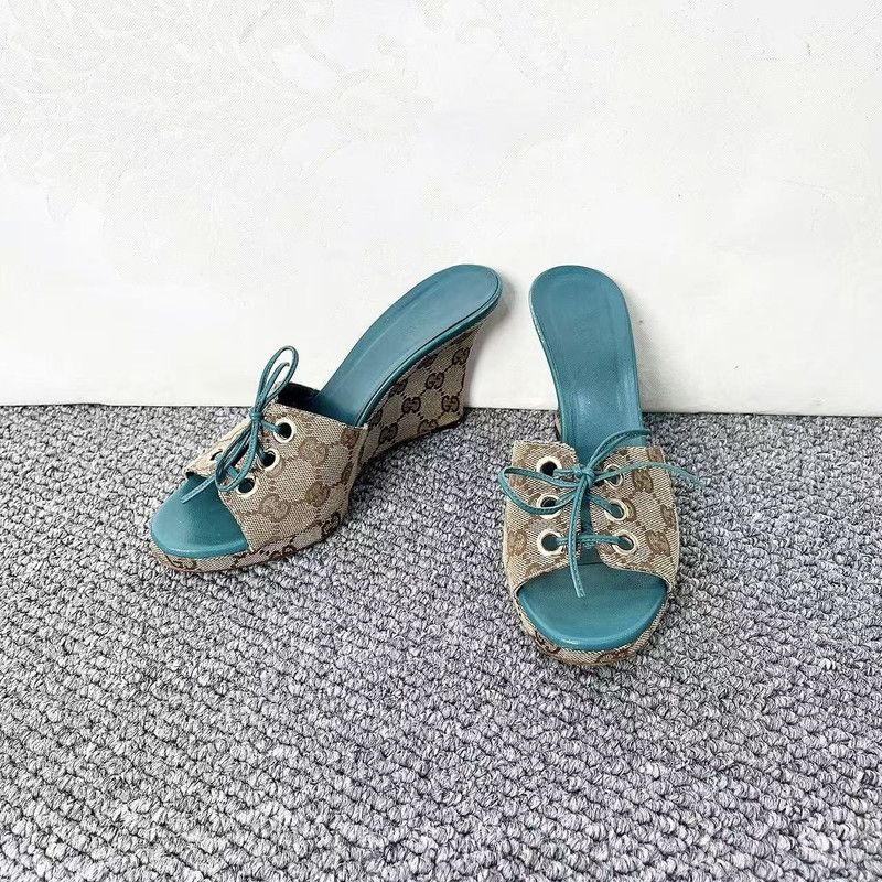 Gucci Gucci Colorful Peep-Toe Wedge Heels for Women 0079 Size US 5 / IT 35 - 3 Thumbnail