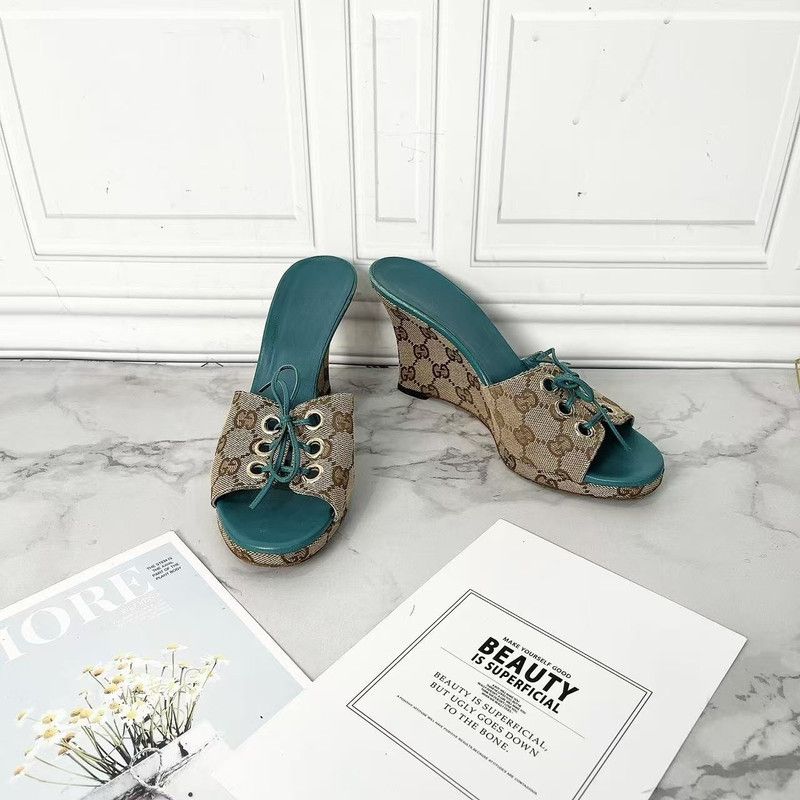 Gucci Gucci Colorful Peep-Toe Wedge Heels for Women 0079 Size US 5 / IT 35 - 4 Thumbnail
