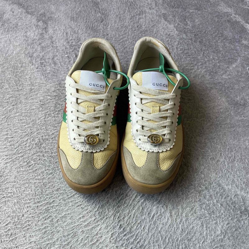 Gucci Gucci G74 Web Leather Bee Fashion Sneakers 0079 Size US 5 / IT 35 - 2 Thumbnail
