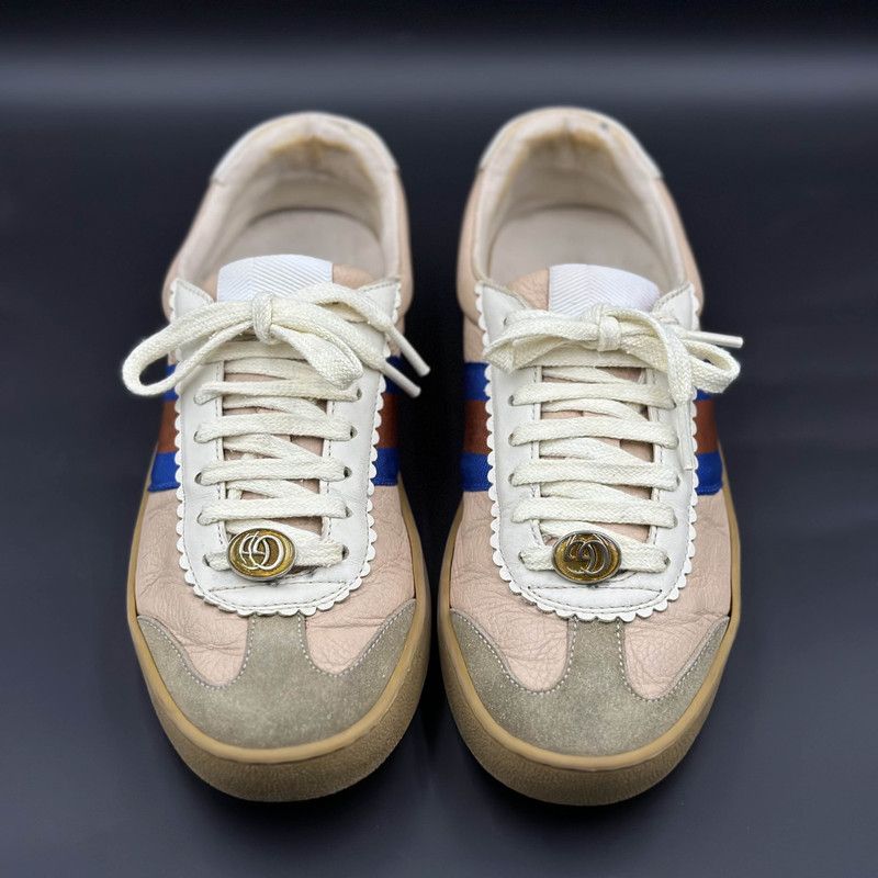 Gucci Gucci G74 Web Leather Casual Low-top Sneakers 0079 Size US 5 / IT 35 - 2 Thumbnail