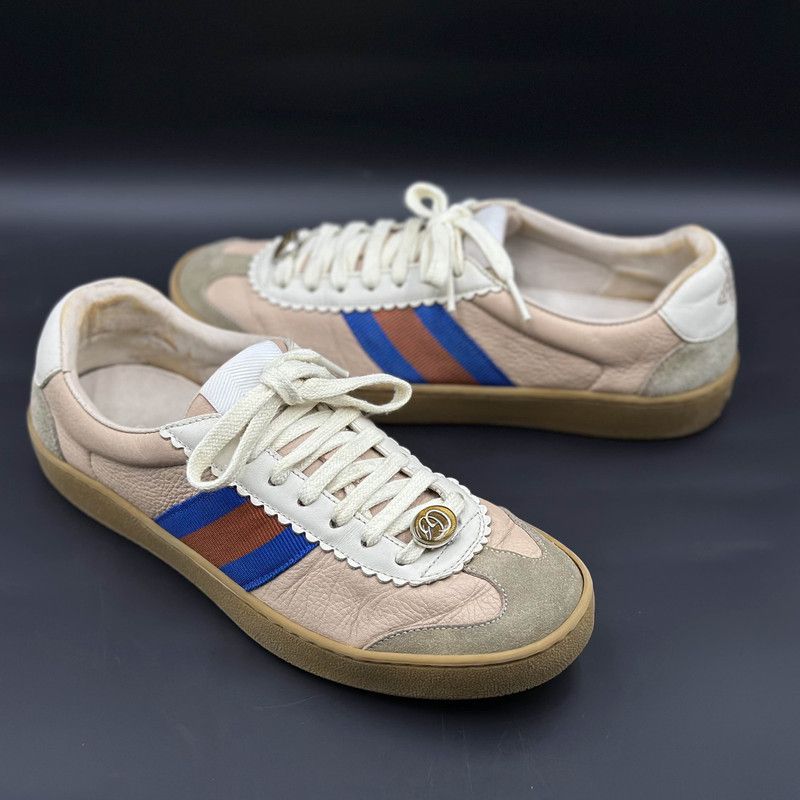 Gucci Gucci G74 Web Leather Casual Low-top Sneakers 0079 Size US 5 / IT 35 - 9 Thumbnail