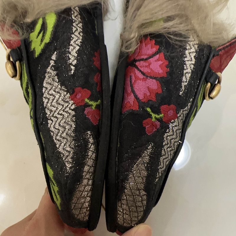 Gucci Gucci Floral Print Fur-Lined Slide Sandals 0079 Size US 6.5 / IT 36.5 - 7 Thumbnail