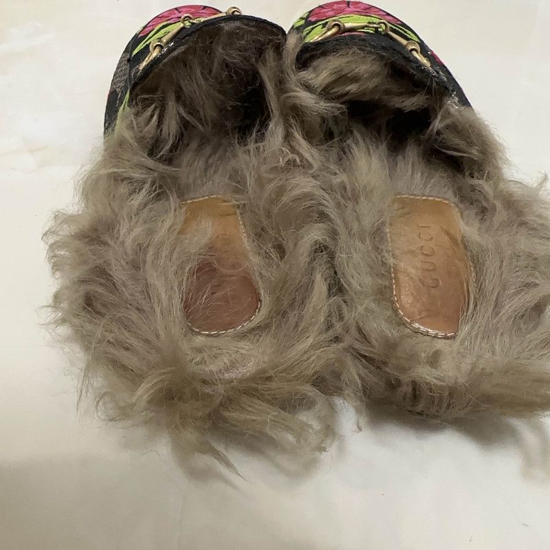 Gucci Gucci Floral Print Fur-Lined Slide Sandals 0079 Size US 6.5 / IT 36.5 - 3 Thumbnail