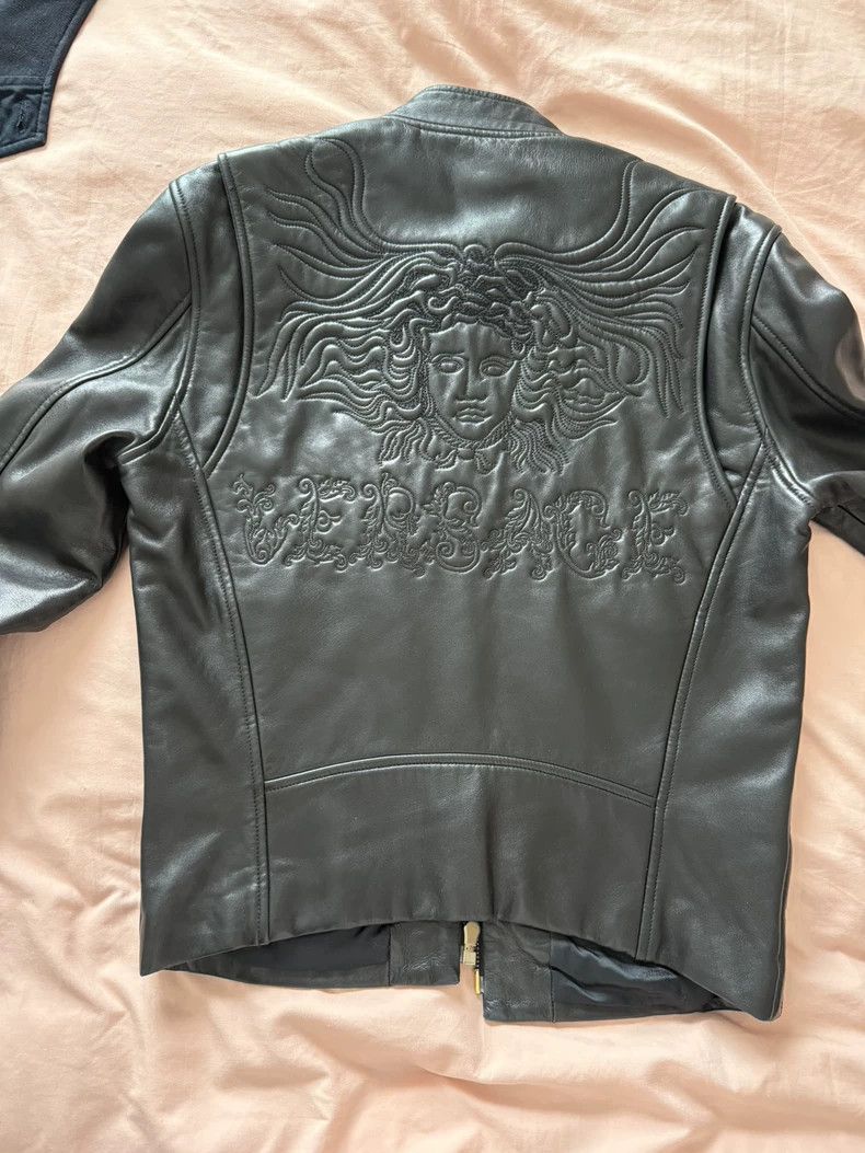 Versace Versace Black Leather Jacket with Embroidery - dmc Size M / US 6-8 / IT 42-44 - 2 Thumbnail