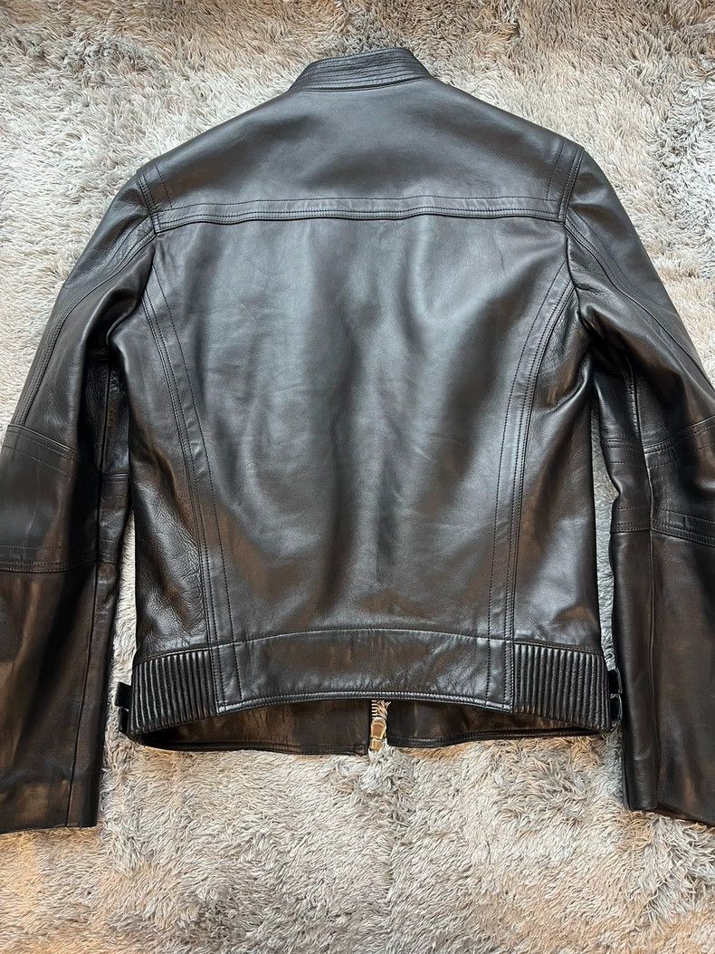 Versace VERSACE Black Gold Leather Moto Jacket - dmc Size S / US 4 / IT 40 - 2 Thumbnail