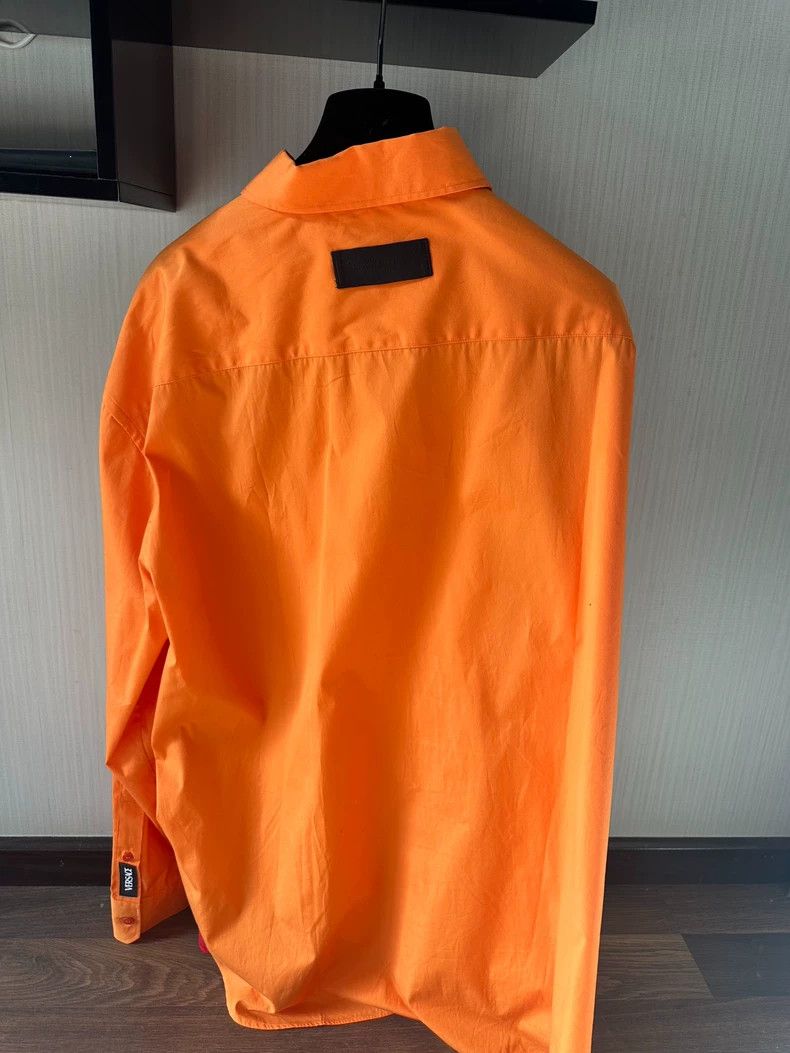 Versace Versace Orange Oversized Long Sleeve Shirt - dmc Size L / US 10 / IT 46 - 2 Thumbnail