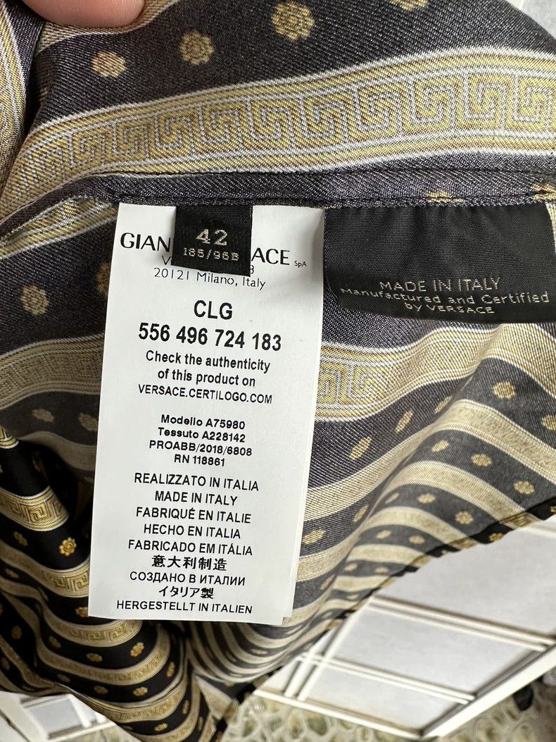 Versace Versace Gold Black Greek Pattern Silk Shirt - dmc Size M / US 6-8 / IT 42-44 - 2 Thumbnail