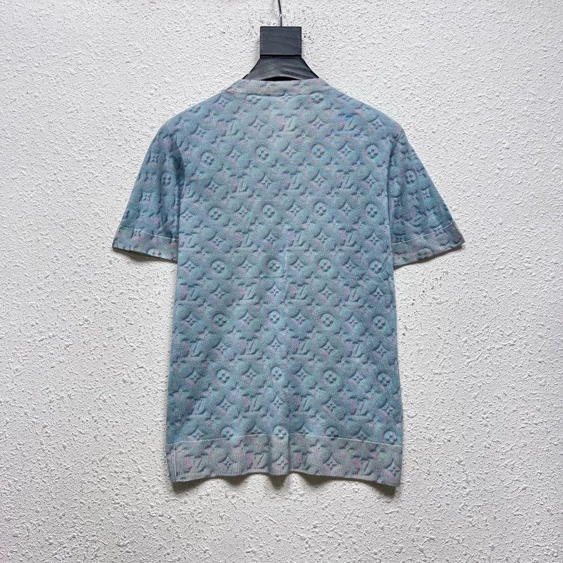 Louis Vuitton Louis Vuitton Blue Monogram Knit Short Sleeve T-shirt - dmc Size M / US 6-8 / IT 42-44 - 2 Thumbnail