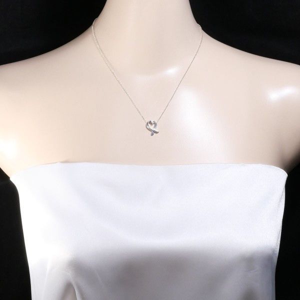 Tiffany & Co. Tiffany & Co. Tiffany Paloma Picasso Loving Heart Silver Necklace Metal Necklace Size ONE SIZE - 3 Thumbnail