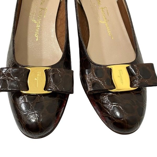 Salvatore Ferragamo Salvatore Ferragamo Salvatore Ferragamo Vara Crocodile Embossed Pumps Leather Other Size ONE SIZE - 6 Thumbnail
