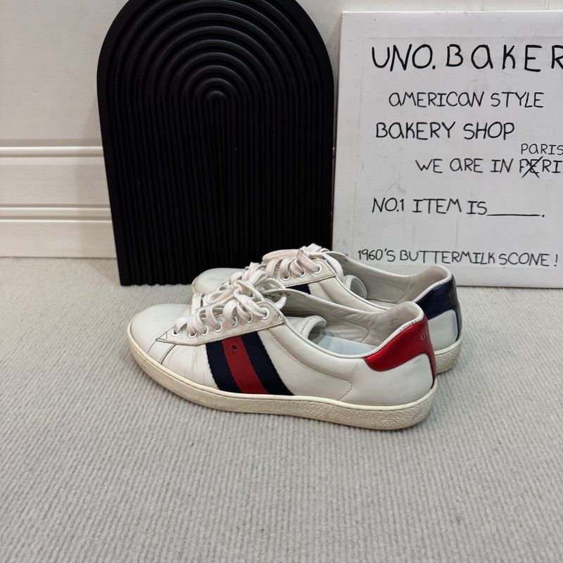 Gucci Gucci White Ace Leather Low-Top Sneakers Size US 10 / EU 43 - 4 Thumbnail