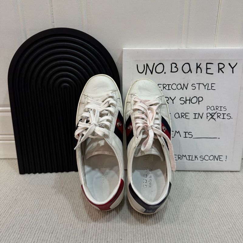 Gucci Gucci White Ace Leather Low-Top Sneakers Size US 10 / EU 43 - 5 Thumbnail