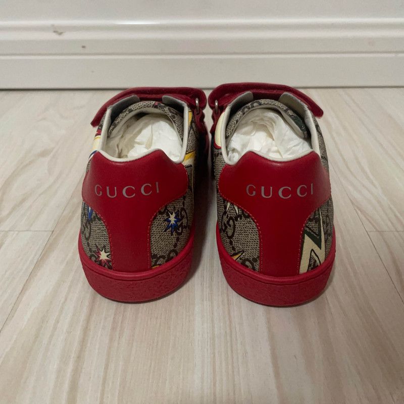 Gucci Gucci Red Canvas Sneakers with Graphic Design Size US 5 / EU 37 - 3 Thumbnail