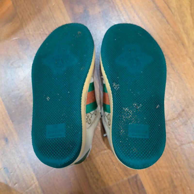 Gucci Gucci Screener Kids' Sneakers in Green and Beige Size US 5 / EU 37 - 4 Thumbnail