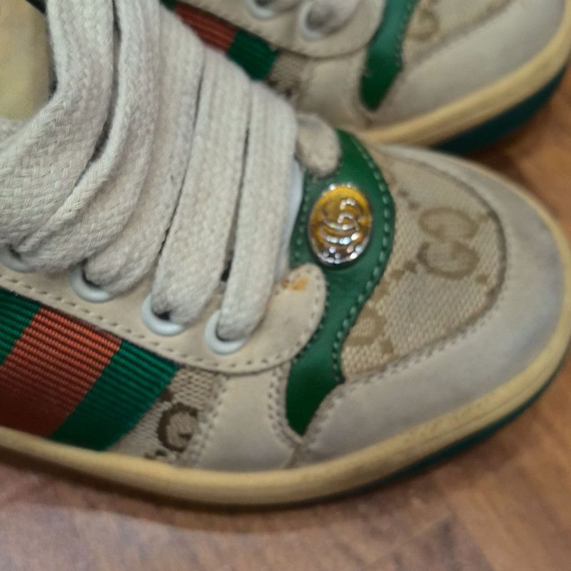 Gucci Gucci Screener Kids' Sneakers in Green and Beige Size US 5 / EU 37 - 6 Thumbnail