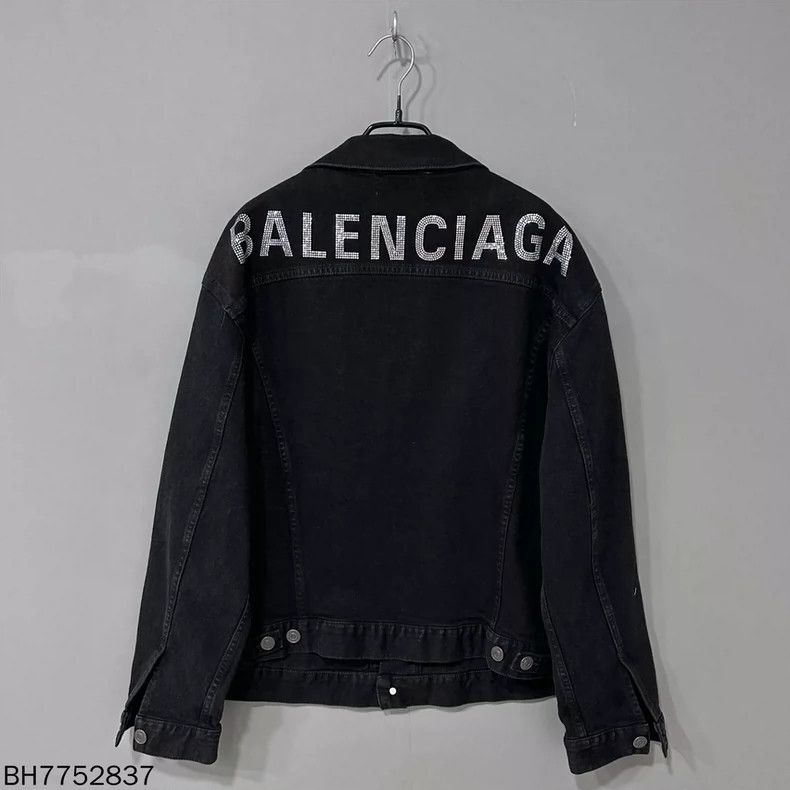 Balenciaga Balenciaga Crystal Logo Denim Jacket Size S / US 4 / IT 40 - 3 Thumbnail
