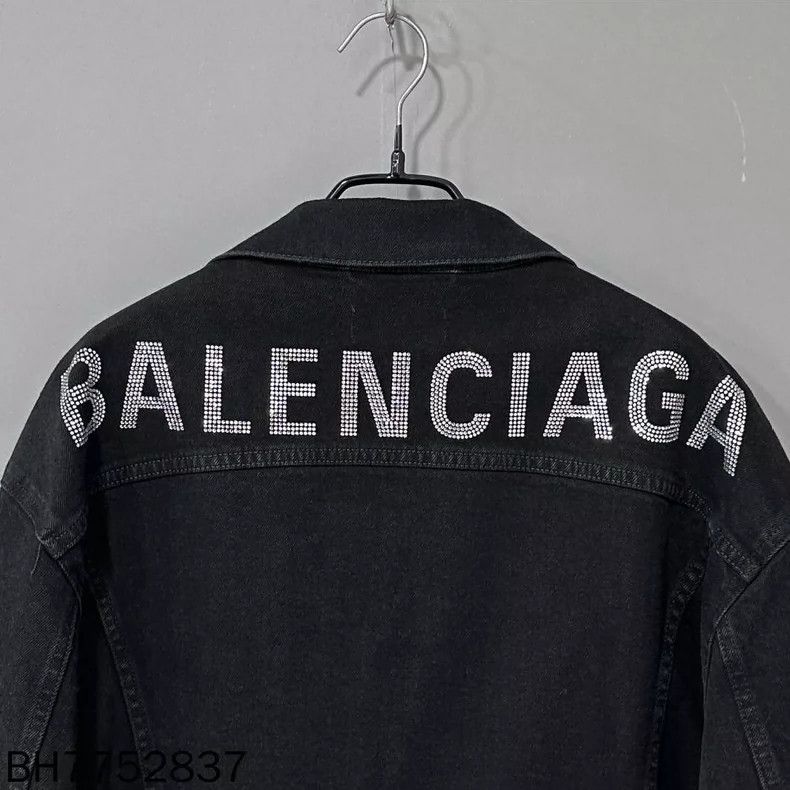 Balenciaga Balenciaga Crystal Logo Denim Jacket Size S / US 4 / IT 40 - 4 Thumbnail