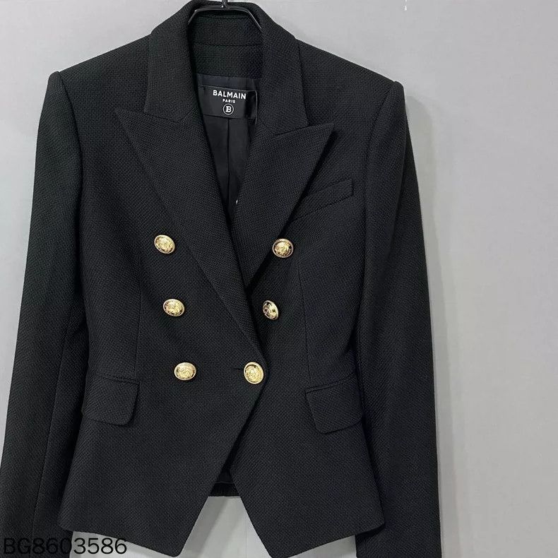Balmain Balmain Black Slim Fit Double-Breasted Blazer Size XS / US 0-2 / IT 36-38 - 2 Thumbnail