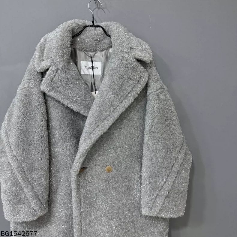 Max Mara MaxMara Silver Thread Teddy Coat Size M / US 6-8 / IT 42-44 - 2 Thumbnail
