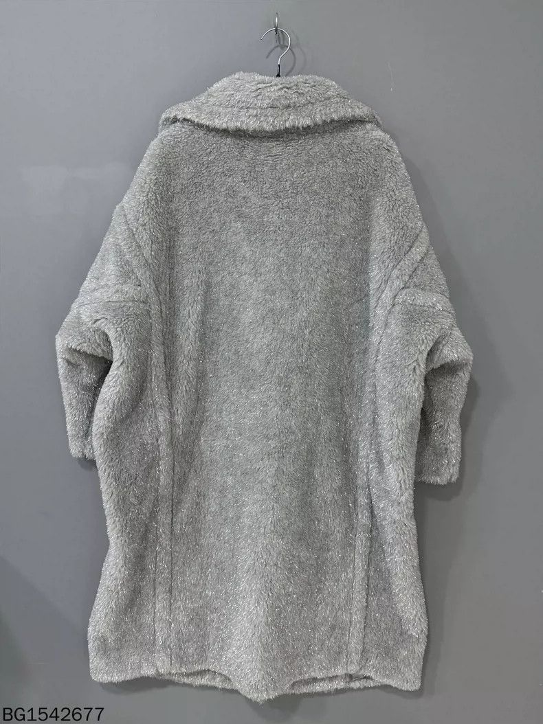 Max Mara MaxMara Silver Thread Teddy Coat Size M / US 6-8 / IT 42-44 - 3 Thumbnail