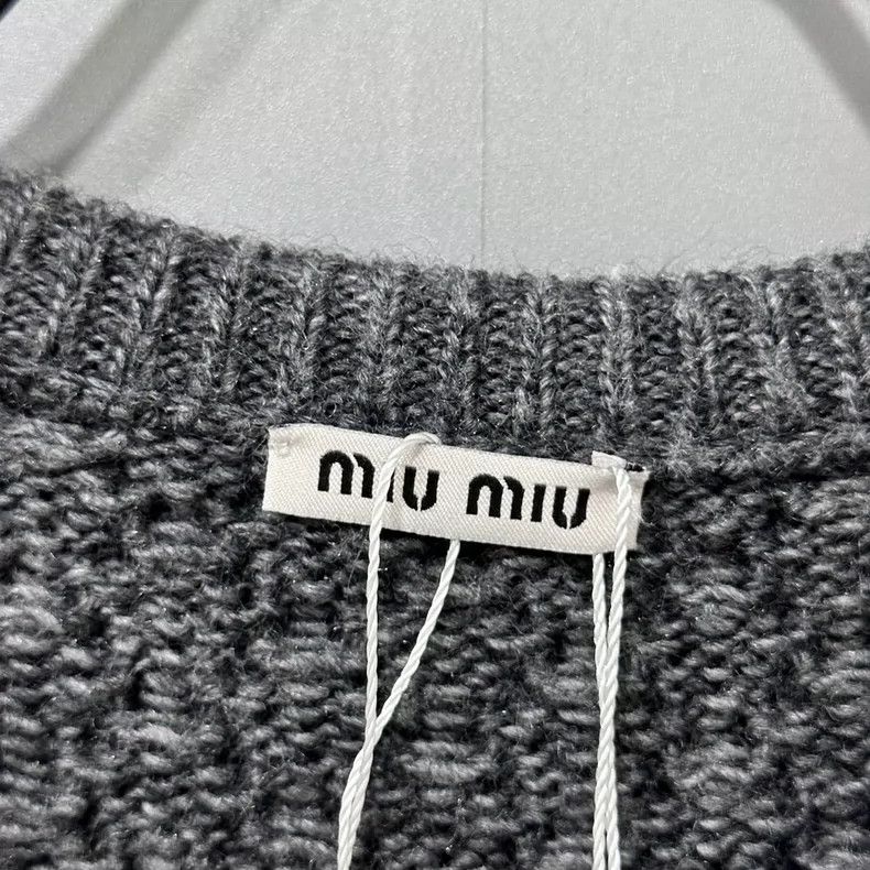 Miu Miu MIUMIU Gray Wool Cardigan Sweater Size S / US 4 / IT 40 - 4 Thumbnail