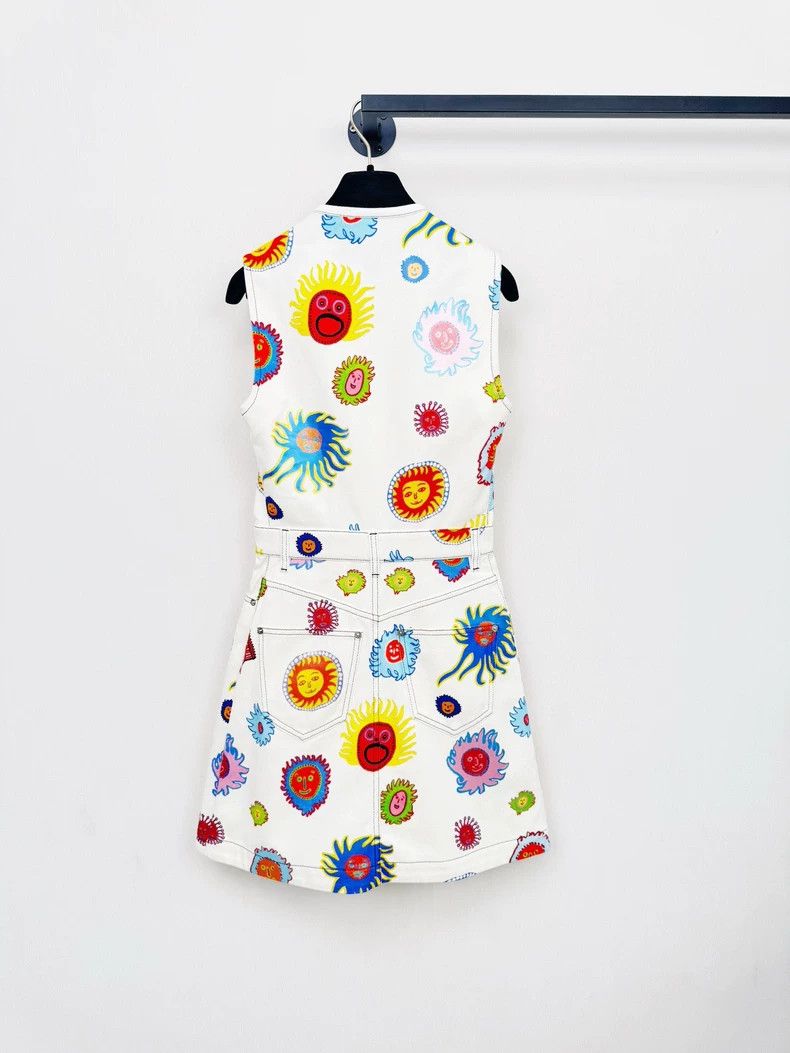 Louis Vuitton Louis Vuitton White Denim Floral Dress Size S / US 4 / IT 40 - 6 Thumbnail