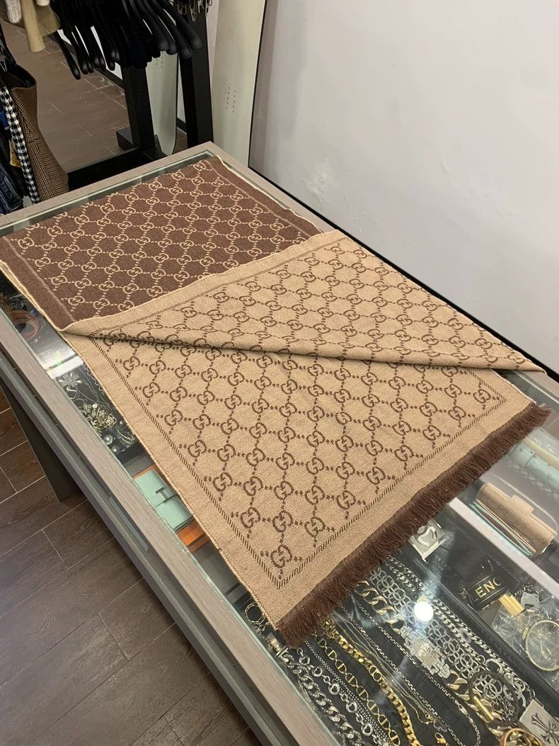 Gucci Gucci Double G Logo Wool Scarf Size ONE SIZE - 5 Thumbnail