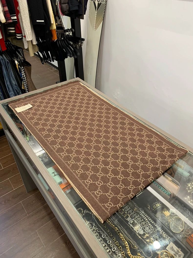 Gucci Gucci Double G Logo Wool Scarf Size ONE SIZE - 2 Thumbnail