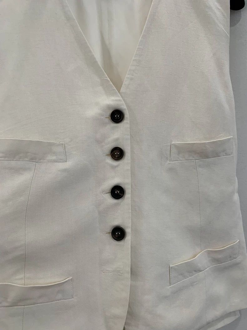 Missing Since Thursday Brunello Cucinelli White Linen Vest Size L / US 10 / IT 46 - 3 Thumbnail