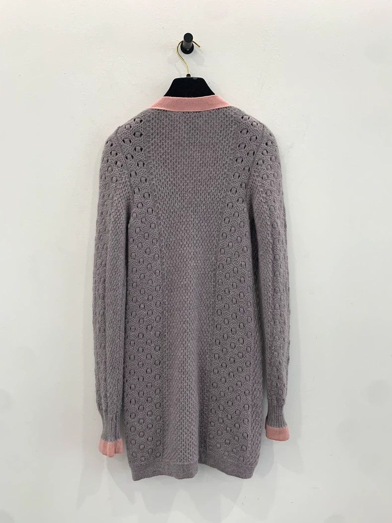 Chanel Chanel Gray Pink Wool Cardigan Sweater Size XS / US 0-2 / IT 36-38 - 2 Thumbnail
