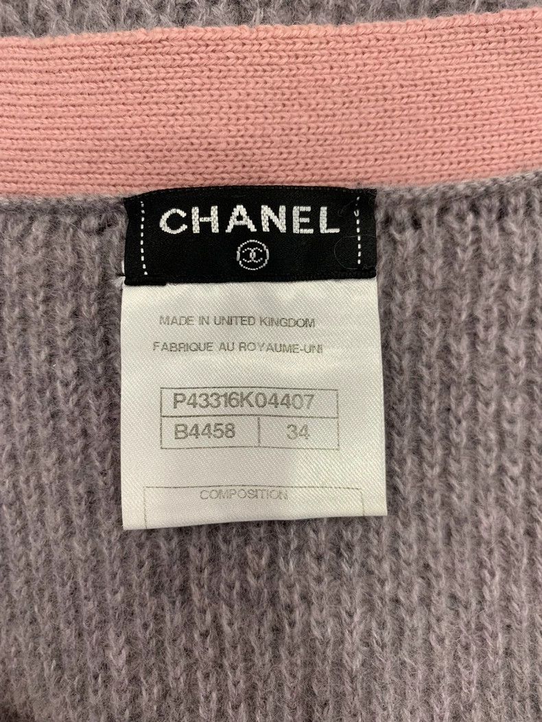 Chanel Chanel Gray Pink Wool Cardigan Sweater Size XS / US 0-2 / IT 36-38 - 4 Thumbnail