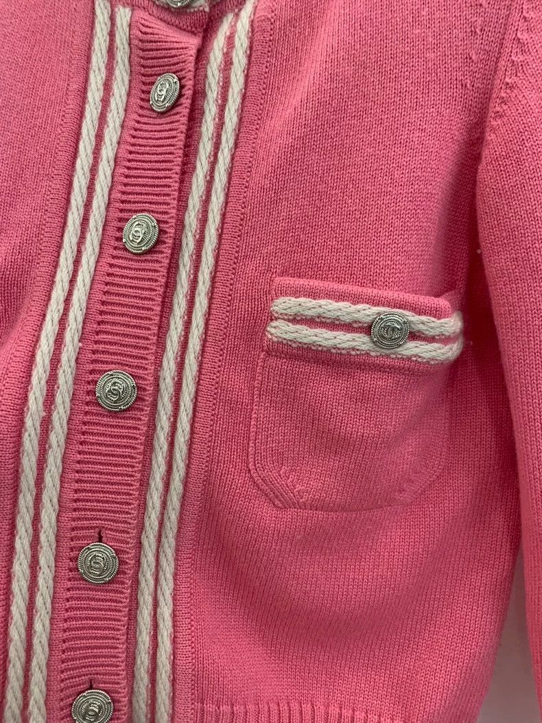 Chanel Chanel Pink Wool Double C Cardigan Size XS / US 0-2 / IT 36-38 - 3 Thumbnail