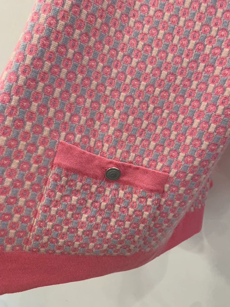 Chanel Chanel Pink Houndstooth Wool Cardigan Size M / US 6-8 / IT 42-44 - 3 Thumbnail