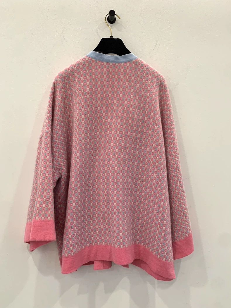 Chanel Chanel Pink Houndstooth Wool Cardigan Size M / US 6-8 / IT 42-44 - 2 Thumbnail