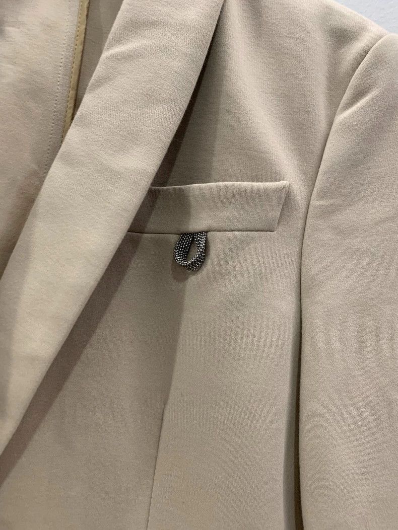 Brunello Cucinelli Brunello Cucinelli Beige Cotton Blazer Size S / US 4 / IT 40 - 4 Thumbnail