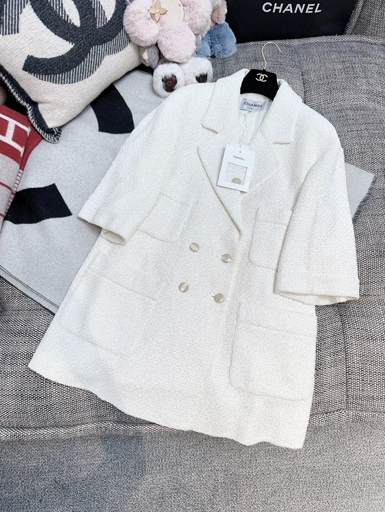 Chanel CHANEL 22S White Tweed Double-Breasted Coat Size M / US 6-8 / IT 42-44 - 7 Thumbnail