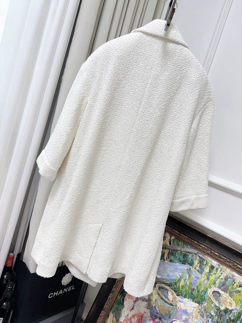 Chanel CHANEL 22S White Tweed Double-Breasted Coat Size M / US 6-8 / IT 42-44 - 2 Thumbnail