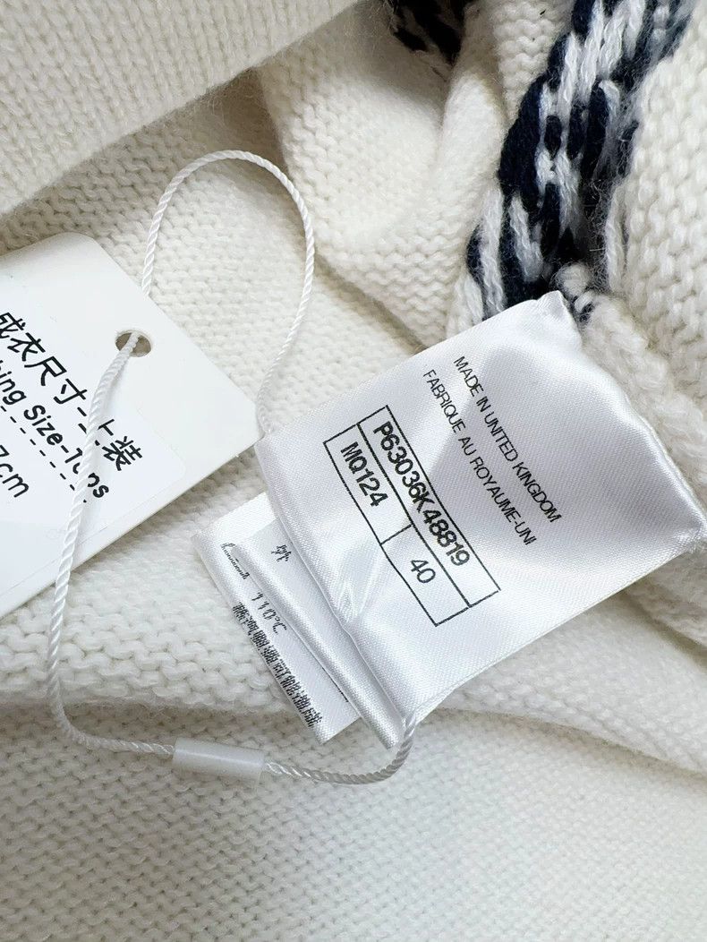 Chanel Chanel White Blue Clover Knit Cardigan Size L / US 10 / IT 46 - 8 Thumbnail