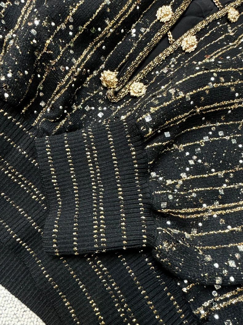 Chanel Chanel Gold Quilted Black Long Sleeve Top Size M / US 6-8 / IT 42-44 - 6 Thumbnail