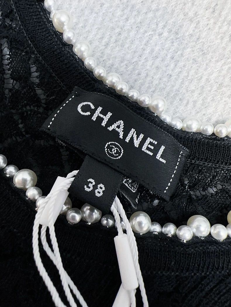 Chanel Chanel Black Lace Pearl Trim Tank Top Size M / US 6-8 / IT 42-44 - 6 Thumbnail