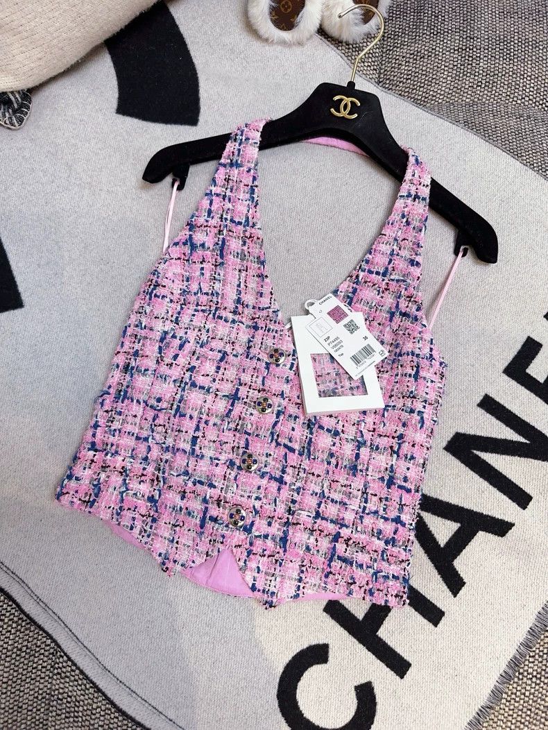 Chanel Chanel 23P Pink Blue Plaid Halter Top Size M / US 6-8 / IT 42-44 - 2 Thumbnail