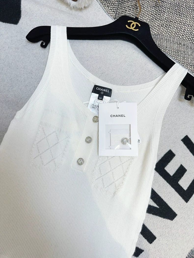 Chanel Chanel 22A Beige Round Neck Knit Tank Top Size M / US 6-8 / IT 42-44 - 7 Thumbnail